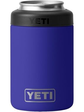 Yeti Blue Rambler Colster Can Insulator with Black Lid